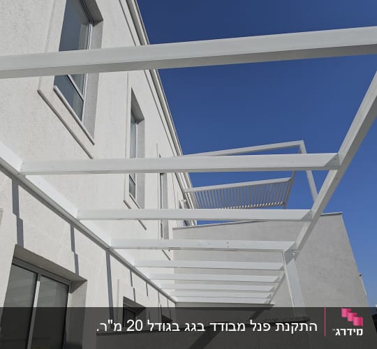 מסגרת אלומיניום לבנה מחוברת לקיר חיצוני
